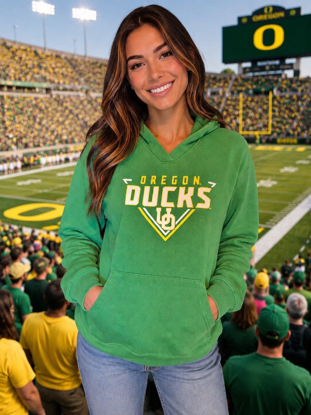 Fanatics Oregon Ducks Green Hoodie with Yellow Logo
